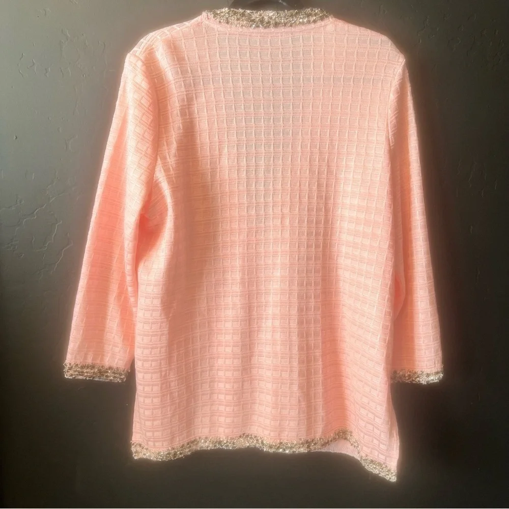 MISOOK Women's Pink Black Trim knit Cardigan Jacket Size M